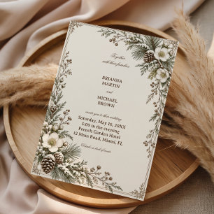 Invitación Botánicas Antiguas Besadas por la Nieve