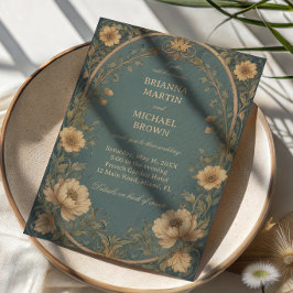 Invitación Botánico Azul Vintage