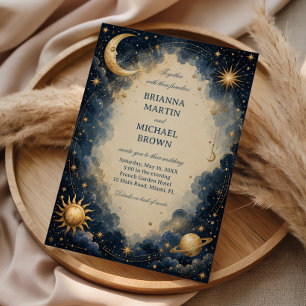 Invitación Botánico Cósmico Vintage Celestial