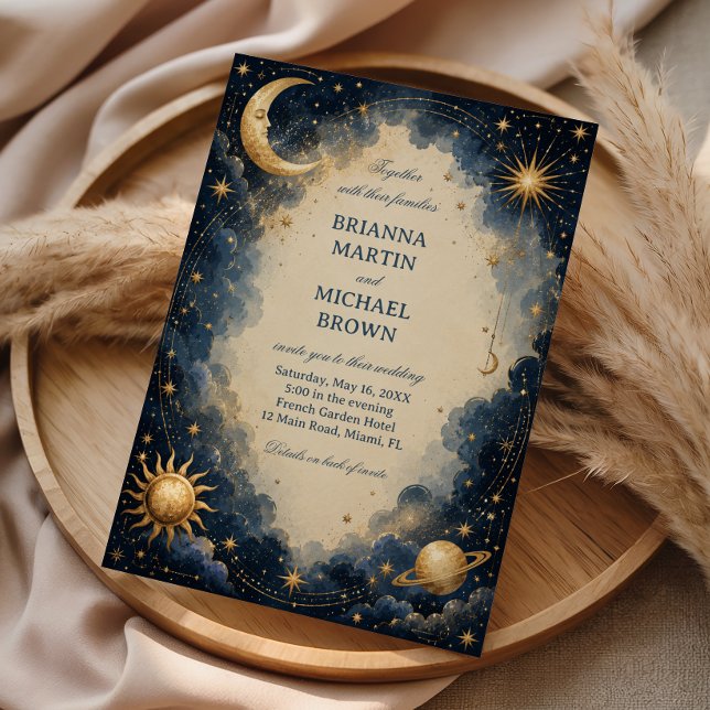 Invitación Botánico Cósmico Vintage Celestial (Subido por el creador)