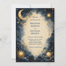Invitación Botánico Cósmico Vintage Celestial