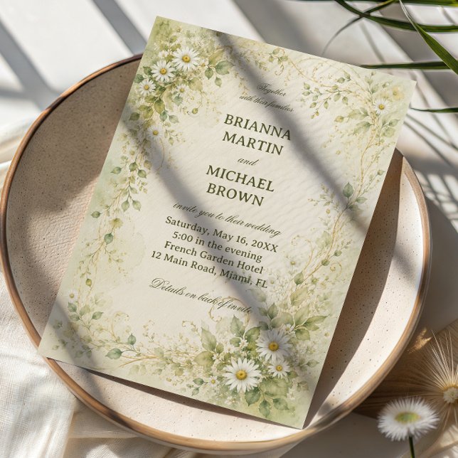 Invitación Botánico Daisy Vintage (Subido por el creador)