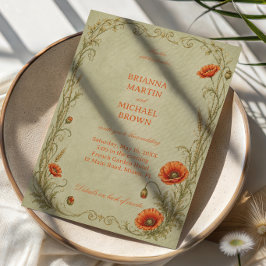 Invitación Botánico de Amapola Vintage