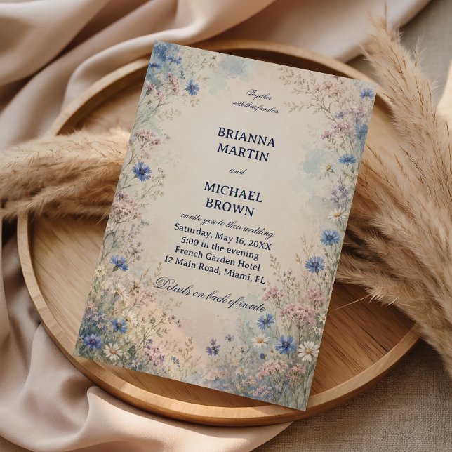 Invitación Botánico de Flor Silvestre Vintage (Subido por el creador)