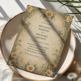 Invitación Botánico de Girasol Vintage