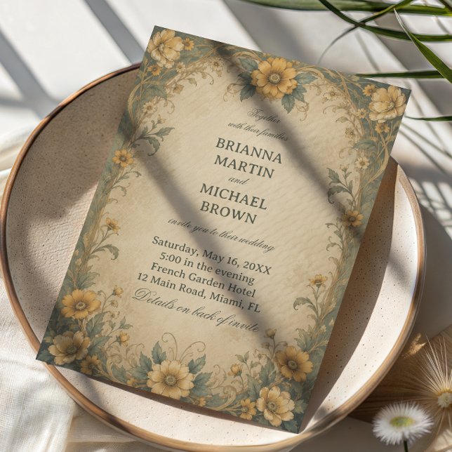 Invitación Botánico de Girasol Vintage (Subido por el creador)