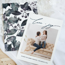 Botánico de invierno azul rústico con vacaciones f