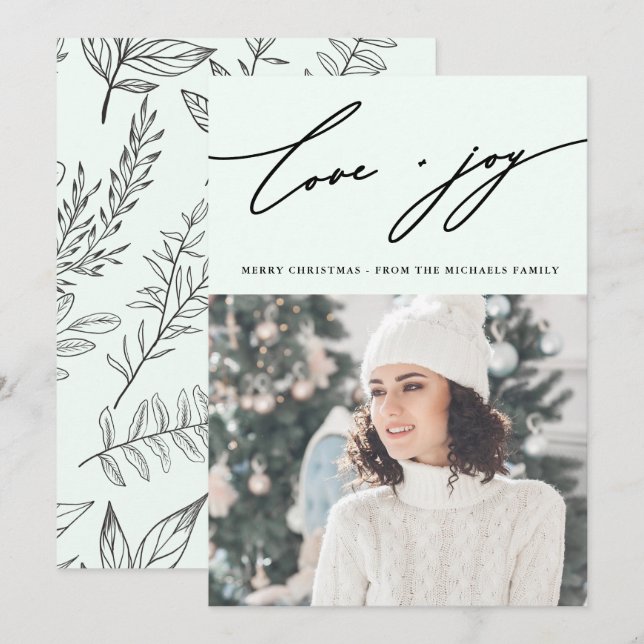 Invitación Botánico de invierno rústico con verde de vacacion (Anverso / Reverso)