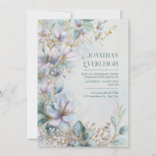 Invitación Botánico Etéreo de Filamento Dorado Periwinkle