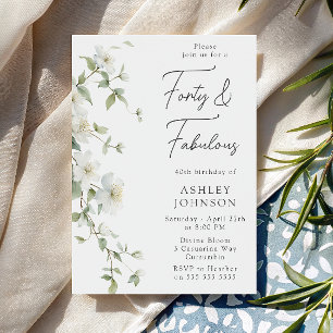 Invitación Botánico floral Cuarenta y Fabuloso Cumpleaños 40