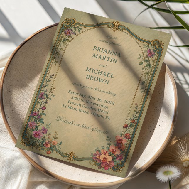 Invitación Botánico Floral Elegante Vintage (Subido por el creador)