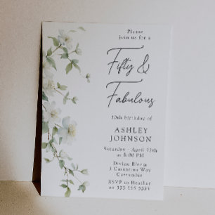 Invitación Botánico floral Fifty & Fabuloso Cumpleaños 50