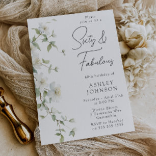 Invitación Botánico floral Sesenta y Fabuloso Cumpleaños 60
