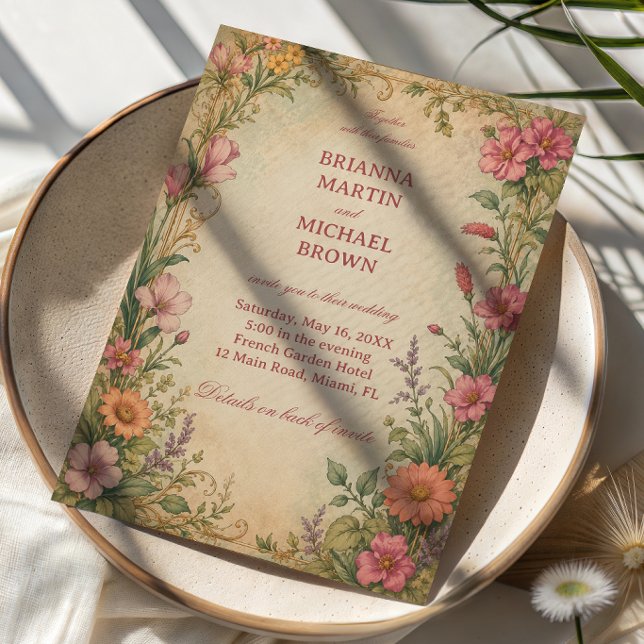 Invitación Botánico floral vintage (Subido por el creador)
