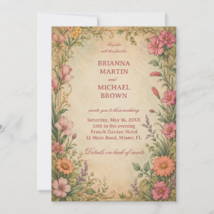 Invitación Botánico floral vintage