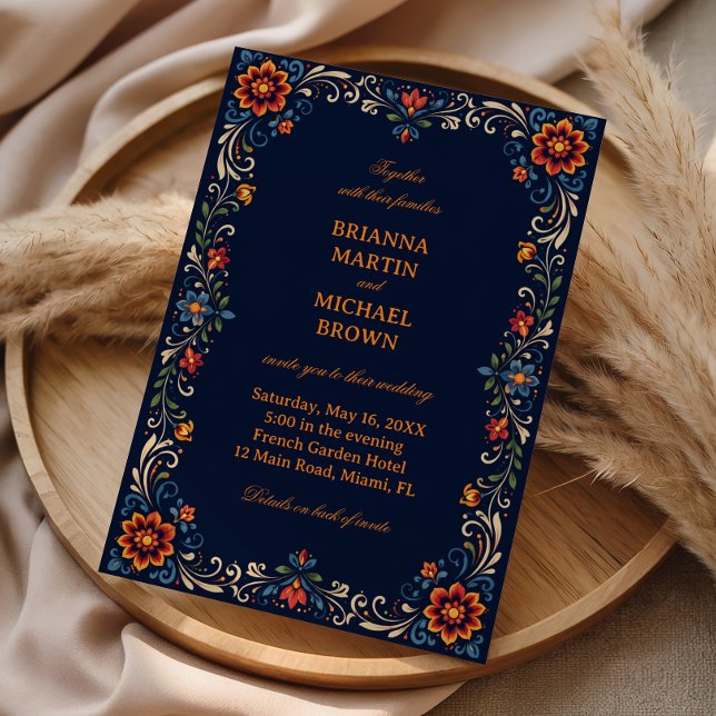 Invitación Botánico Folk Elegante Vintage Mexicano (Subido por el creador)