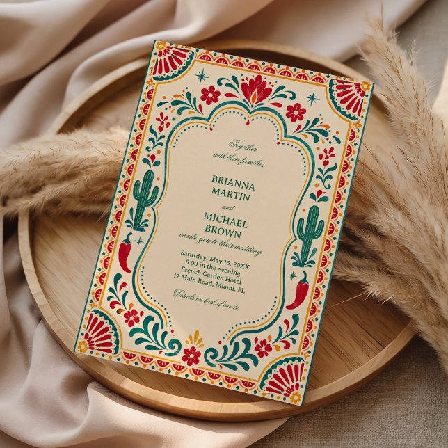 Invitación Botánico Mexicano Folk Colorido (Subido por el creador)