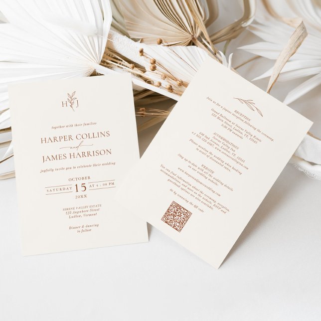 Invitación Botánico mínimo de Boho en un Boda (Subido por el creador)