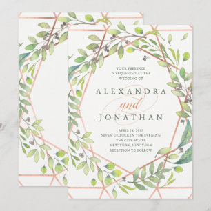 Invitación Botánico moderno Boda de aspecto de cobre