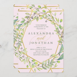 Invitación Botánico moderno | Boda Rubor y Faux Gold