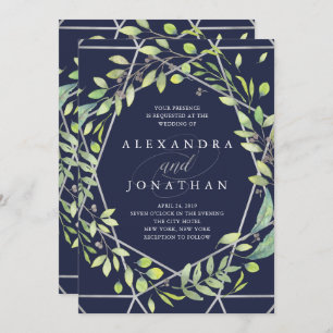 Invitación Botánico moderno   Boda Silver Look