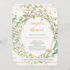 Invitación Botánico moderno | Ducha Pareja De Aspecto De Cobr