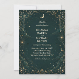 Invitación Botánico Nocturno Vintage Celestial