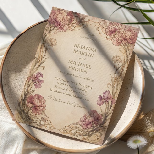 Invitación Botánico Peonía Vintage (Subido por el creador)
