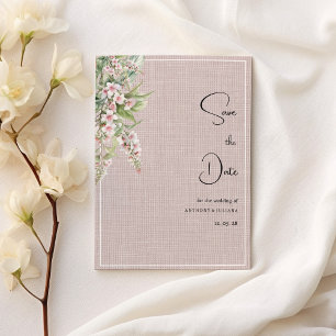 Invitación Botánico rústico de menta rosa floral Salvar la fe