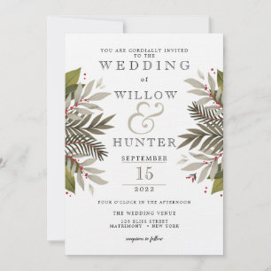 Invitación Botánico silenciado   Colores de la Tierra   BODA