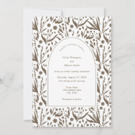 Invitación Botánicos clásicos elegantes en Boda de Taupe oscu