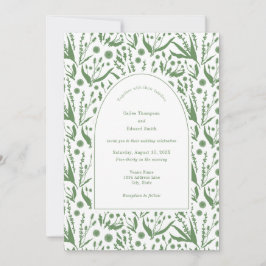 Invitación Botánicos clásicos elegantes en el Boda verde sabi