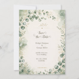 Invitación Botánicos de boda de eucalipto Sage elegantes