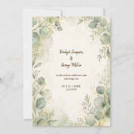Invitación Botánicos de boda de eucalipto salvia romántica