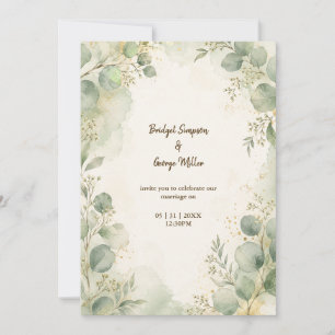Invitación Botánicos de boda de eucalipto salvia romántica