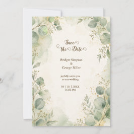 Invitación Botánicos de boda de eucalipto y salvia romántica