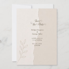 Invitación Botánicos de boda minimalistas de papel desgarrado