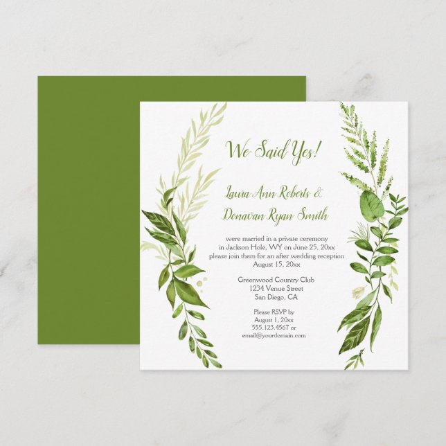 Invitación Botánicos de bosques silvestres sólo recepción rús (Anverso / Reverso)