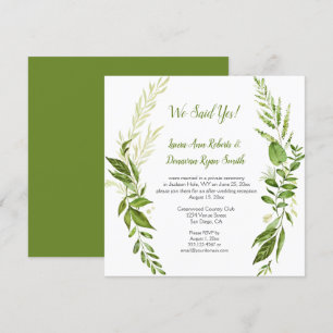 Invitación Botánicos de Wildwoods Recepción Rústica Únicament