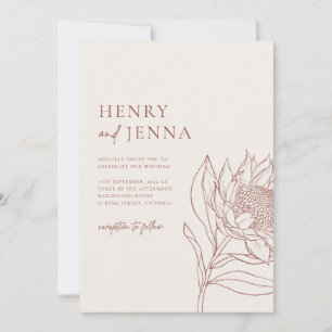Invitación Botánicos nativos australianos Waratah Protea