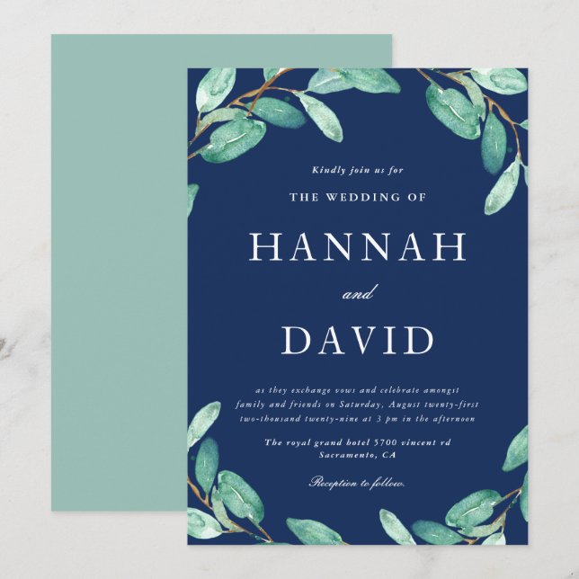 Invitación Botánicos por la noche | La vegetación en el Boda  (Anverso / Reverso)