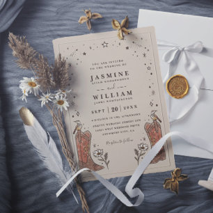Invitación Botas chic del sudoeste bohemio campo boda