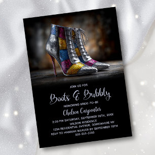 Invitación Botas con lentejuelas elegantes y despedida de sol