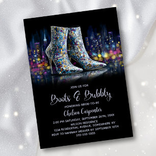 Invitación Botas con lentejuelas elegantes y despedida de sol