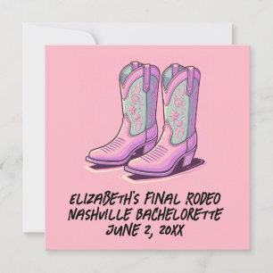 Invitación Botas Coquette de Vaquera Rosa para Despedida de S