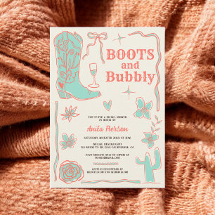 Invitación Botas corales botas burbujas burbujeante ducha de