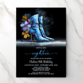 Invitación Botas de lentejuelas azules Fiesta de cumpleaños n