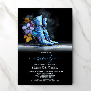 Invitación Botas de lentejuelas azules Fiesta de cumpleaños n