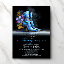 Invitación Botas de lentejuelas azules Fiesta de cumpleaños n