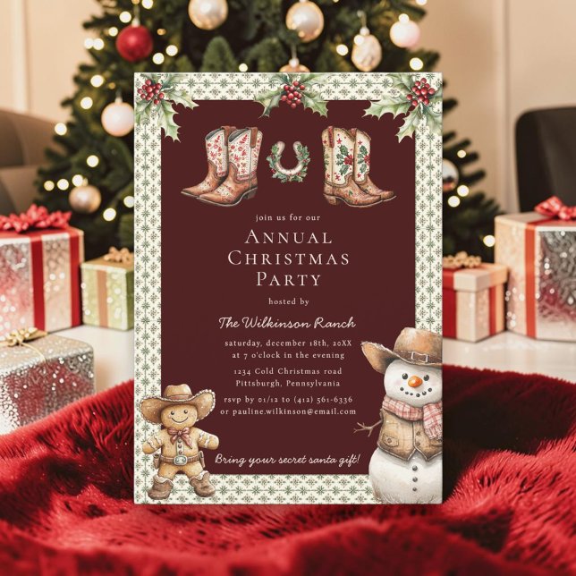Invitación Botas de Navidad Rústicas Hombre de Jengibre de Na (Subido por el creador)